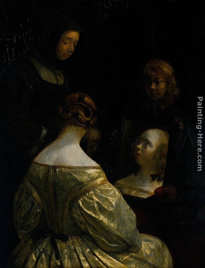 Woman at a Mirror painting - Gerard ter Borch Woman at a Mirror art painting